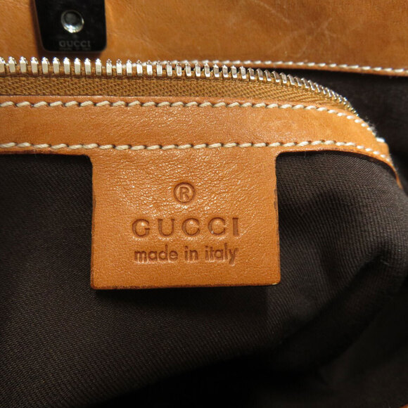 Gucci Logo Handbag Canvas Calf Leather - Picture 6 of 10